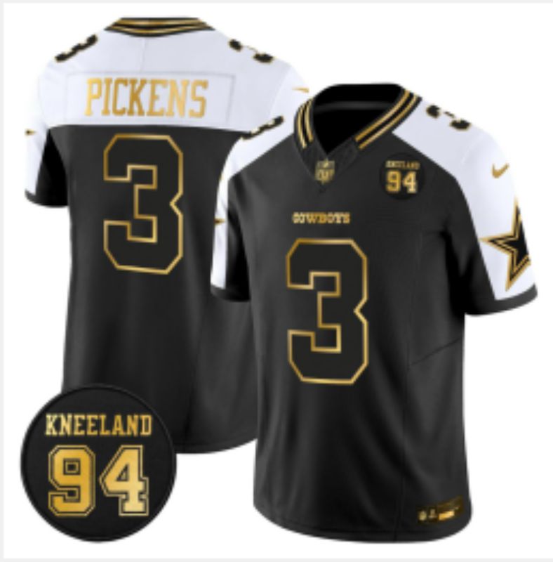 Men 2026 Dallas Cowboys #3 Pickens Black Gold 6th generations Nike Limited NFL Jersey style 05